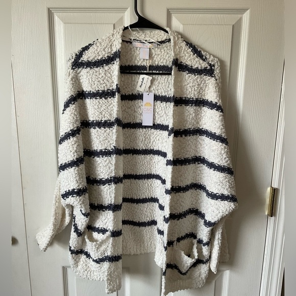C&C California Sweaters - C&C California cardigan. Blue and white. Size L. NWT